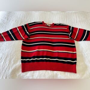 Vintage McGeorge Of Scotland | Men’s SZ L | Red Striped Ribbed Sweater Crew Neck
